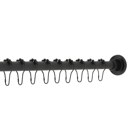 Kingston Brass KSR600 72-Inch Adjustable Stainless Steel Shower Curtain Rod with Rings, Matte Black KSR600